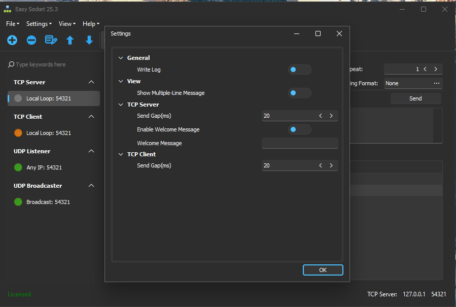 Easy Socket – General Settings